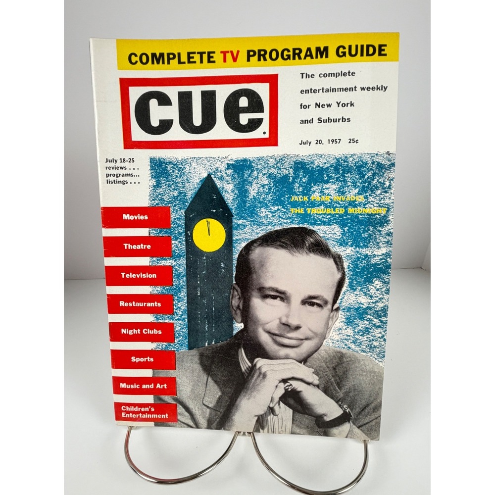 Vintage 1957 Cue Magazine Jack Paar Cover NYC Broadway TV‎ Ads July 20